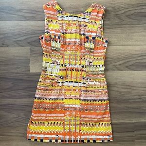 Anthropologie Plenty by Tracy Reese Yellow Orange Abstract Shift Dress Size 12